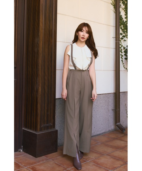 Her lip to(ハーリップトゥー)の「Front-Vent Suspender Pants(スラックス・レディース・モカ/ダークグレー/ブラック・M/S)」の5枚目の写真