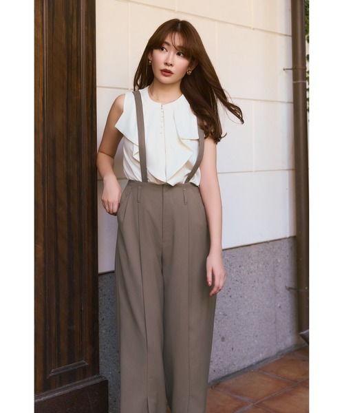 Her lip to(ハーリップトゥー)の「Front-Vent Suspender Pants(スラックス・レディース・モカ/ダークグレー/ブラック・M/S)」の6枚目の写真