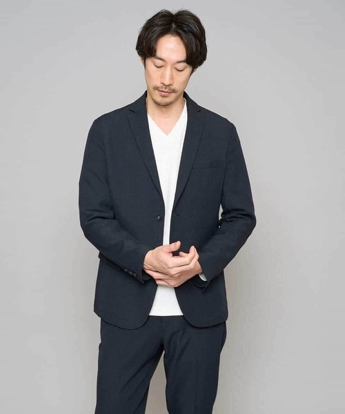 a.v.v(アーヴェヴェ)の「春夏のオフィススタイルにおすすめ【スマート/イージーケア/洗濯機で洗える/毛玉になりにくい/ストレッチ】グレンチェックストレッチスマートジャケット(テーラードジャケット・メンズ・ネイビー・48/50/46)」の4枚目の写真