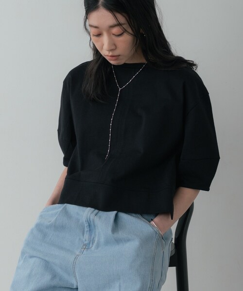 GALLEST（ギャレスト）の「【追加予約】ハーフスリーブフォルムカットソー【マシンウォッシュ／接触冷感】（Tシャツ/カットソー・レディース・オリーブ/レッド系1/ブラック/ホワイト・38）」の20枚目の写真