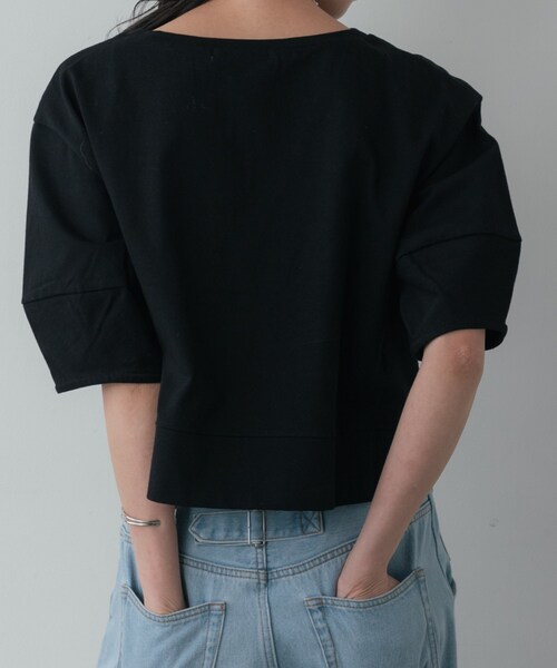 GALLEST（ギャレスト）の「【追加予約】ハーフスリーブフォルムカットソー【マシンウォッシュ／接触冷感】（Tシャツ/カットソー・レディース・オリーブ/レッド系1/ブラック/ホワイト・38）」の22枚目の写真
