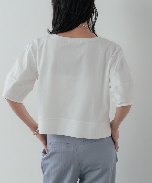 GALLEST(ギャレスト)の「ハーフスリーブフォルムカットソー【再入荷/マシンウォッシュ/接触冷感】(Tシャツ/カットソー・レディース・オリーブ/レッド系1/ブラック/ホワイト・38)」の16枚目の写真