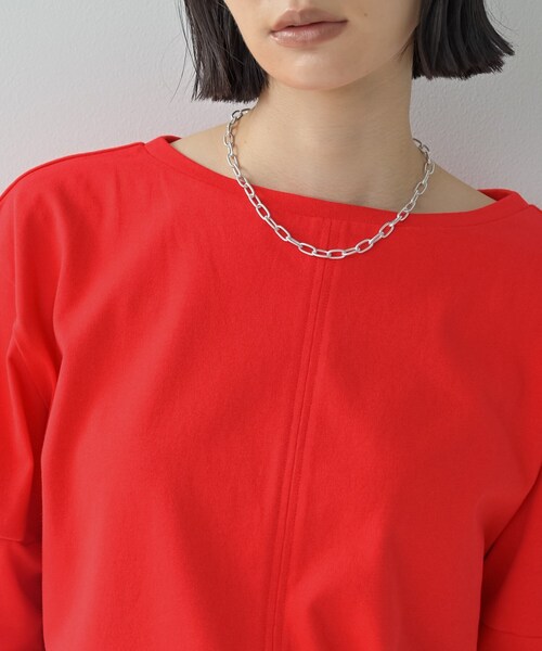 GALLEST（ギャレスト）の「【追加予約】ハーフスリーブフォルムカットソー【マシンウォッシュ／接触冷感】（Tシャツ/カットソー・レディース・オリーブ/レッド系1/ブラック/ホワイト・38）」の7枚目の写真