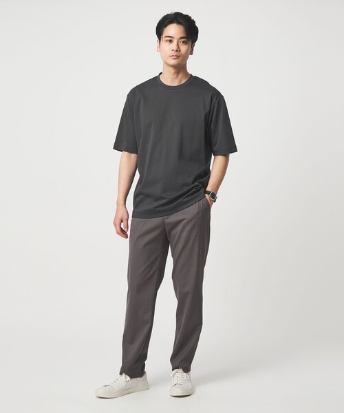 green label relaxing(グリーンレーベルリラクシング)の「オーガニックコットン ポンチ クルーネック Tシャツ -接触冷感-(Tシャツ/カットソー・メンズ・ダークグレー/ホワイト/ライトグレー/ライトブルー・XXL/L/S/M/XL)」の6枚目の写真