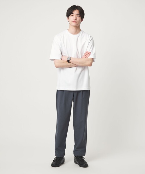 green label relaxing(グリーンレーベルリラクシング)の「オーガニックコットン ポンチ クルーネック Tシャツ -接触冷感-(Tシャツ/カットソー・メンズ・ダークグレー/ホワイト/ライトグレー/ライトブルー・XXL/L/S/M/XL)」の8枚目の写真