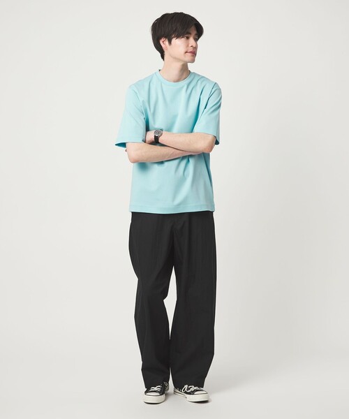 green label relaxing(グリーンレーベルリラクシング)の「オーガニックコットン ポンチ クルーネック Tシャツ -接触冷感-(Tシャツ/カットソー・メンズ・ダークグレー/ホワイト/ライトグレー/ライトブルー・XXL/L/S/M/XL)」の11枚目の写真