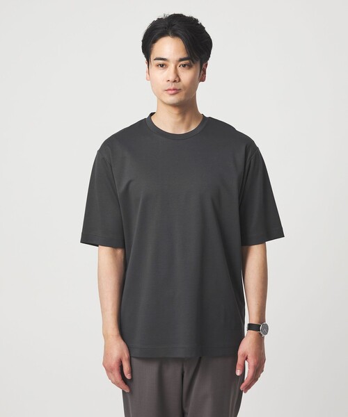 green label relaxing(グリーンレーベルリラクシング)の「オーガニックコットン ポンチ クルーネック Tシャツ -接触冷感-(Tシャツ/カットソー・メンズ・ダークグレー/ホワイト/ライトグレー/ライトブルー・XXL/L/S/M/XL)」の12枚目の写真
