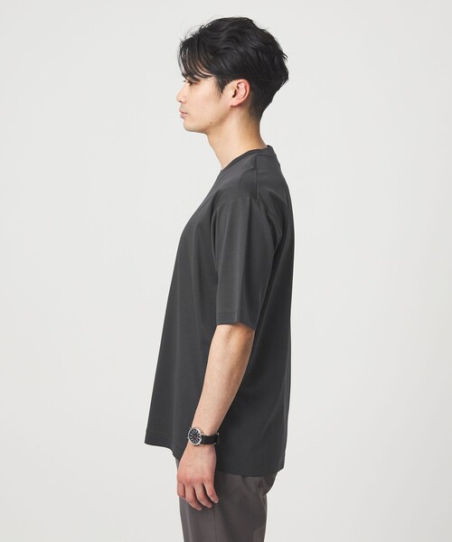 green label relaxing(グリーンレーベルリラクシング)の「オーガニックコットン ポンチ クルーネック Tシャツ -接触冷感-(Tシャツ/カットソー・メンズ・ダークグレー/ホワイト/ライトグレー/ライトブルー・XXL/L/S/M/XL)」の13枚目の写真