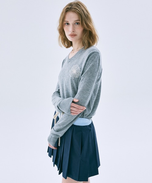 Mardi Mercredi（マルディメクルディ）の「COTTON PLEATED MINI SKIRT / コットン プリーツ ミニ スカート（スカート・レディース・ブルー/ネイビー・FREE）」の3枚目の写真
