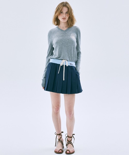 Mardi Mercredi（マルディメクルディ）の「COTTON PLEATED MINI SKIRT / コットン プリーツ ミニ スカート（スカート・レディース・ブルー/ネイビー・FREE）」の4枚目の写真