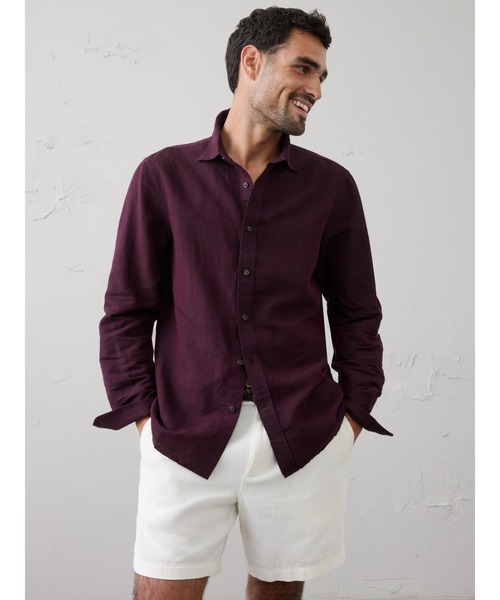 BANANA REPUBLIC FACTORY STORE(バナナリパブリック ファクトリーストア)の「BANANA REPUBLIC FACTORY STORE スリムフィット リネンブレンド シャツ(シャツ/ブラウス・メンズ・ネイビー/ブルー系その他/グリーン系その他/オレンジ/ブルー/ホワイト/マルチ/グレー/ブルー系その他2/グリーン/イエロー/ワインレッド/ベージュ・XL/L/M/S)」の11枚目の写真
