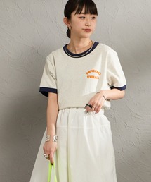 [UNIVERSAL OVERALL/ユニバーサルオーバーオール] 別注 ロゴプリント リンガーTシャツ