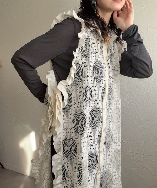 deux amour(ドゥーザムール)の「サイドレースリボンワンピース(ワンピース・レディース・カーキ/ホワイト/ブラック・M~L)」の7枚目の写真