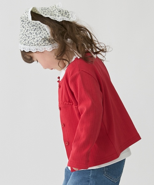 petit main（プティマイン）の「【リンク】UV針ぬきカットカーディガン（カーディガン/ボレロ・キッズ・カラフル/トップグレー/オフホワイト/レッド・110cm/100cm/130cm/120cm/80ｃｍ/90cm）」の5枚目の写真