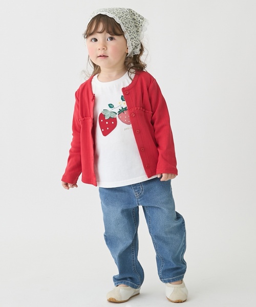 petit main（プティマイン）の「【リンク】UV針ぬきカットカーディガン（カーディガン/ボレロ・キッズ・カラフル/トップグレー/オフホワイト/レッド・110cm/100cm/130cm/120cm/80ｃｍ/90cm）」の6枚目の写真