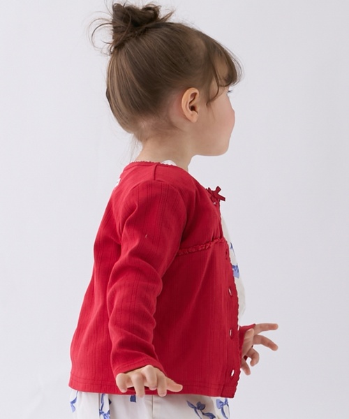 petit main（プティマイン）の「【リンク】UV針ぬきカットカーディガン（カーディガン/ボレロ・キッズ・カラフル/トップグレー/オフホワイト/レッド・110cm/100cm/130cm/120cm/80ｃｍ/90cm）」の7枚目の写真