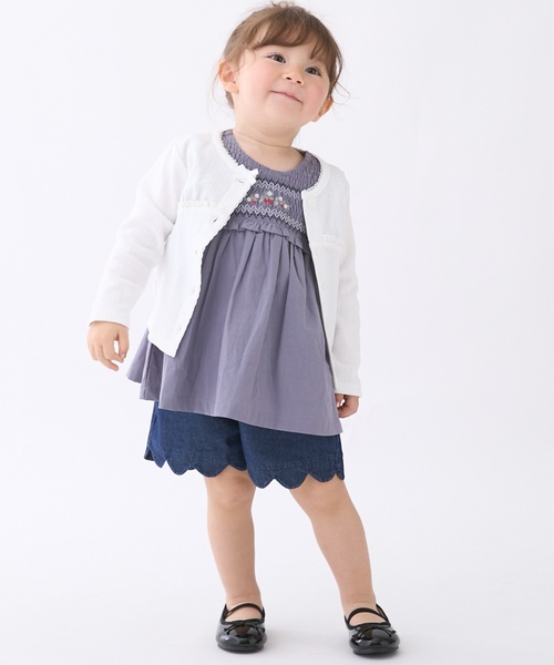 petit main（プティマイン）の「【リンク】UV針ぬきカットカーディガン（カーディガン/ボレロ・キッズ・カラフル/トップグレー/オフホワイト/レッド・110cm/100cm/130cm/120cm/80ｃｍ/90cm）」の10枚目の写真