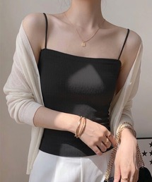 【カップ付】コンパクト リブ カップインキャミソール シンプル