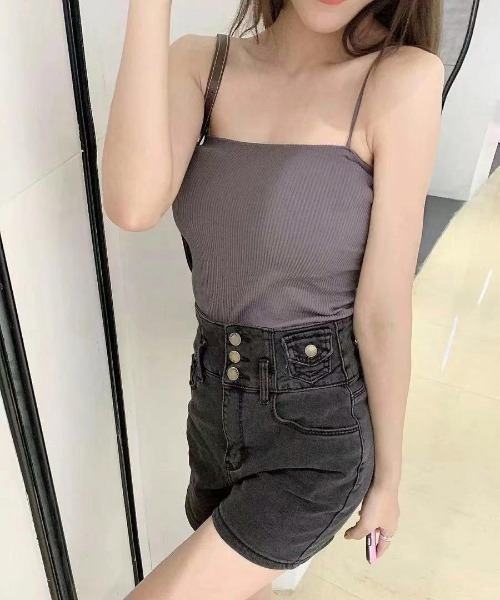 pyornim（ピョルニム）の「【カップ付】コンパクト リブ カップインキャミソール　シンプル（キャミソール・レディース・ホワイト/ブラウン/チャコールグレー/ブラック・F）」の13枚目の写真