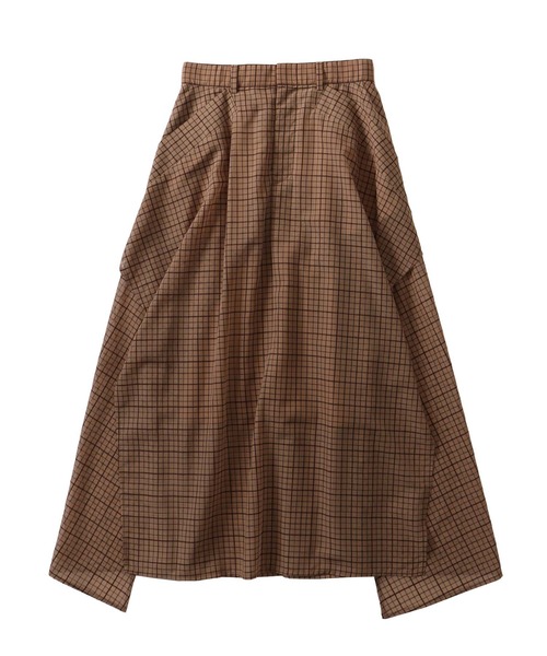 DRESSLAVE（ドレスレイブ）の「sheer check irregular hem skirt(シアーチェックイレギュラーヘムスカート)（スカート・レディース・キャメル/ブラウン・38）」の2枚目の写真