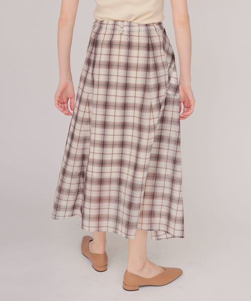 DRESSLAVE（ドレスレイブ）の「sheer check irregular hem skirt(シアーチェックイレギュラーヘムスカート)（スカート・レディース・キャメル/ブラウン・38）」の4枚目の写真