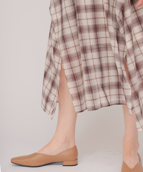 DRESSLAVE（ドレスレイブ）の「sheer check irregular hem skirt(シアーチェックイレギュラーヘムスカート)（スカート・レディース・キャメル/ブラウン・38）」の6枚目の写真