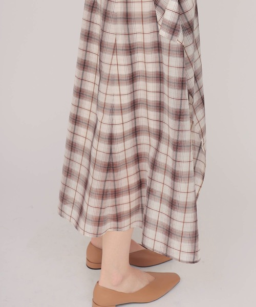 DRESSLAVE（ドレスレイブ）の「sheer check irregular hem skirt(シアーチェックイレギュラーヘムスカート)（スカート・レディース・キャメル/ブラウン・38）」の8枚目の写真