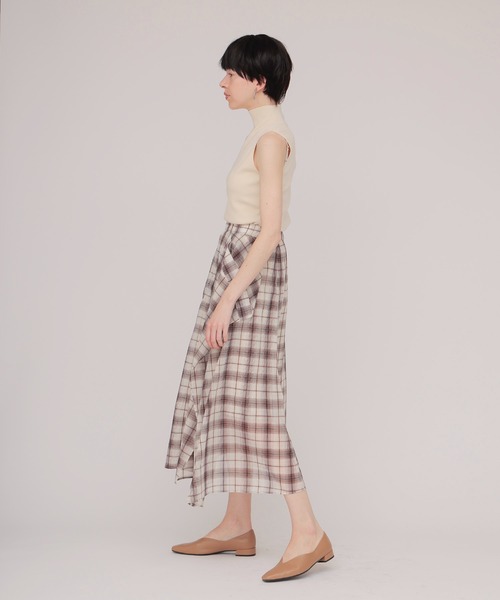 DRESSLAVE（ドレスレイブ）の「sheer check irregular hem skirt(シアーチェックイレギュラーヘムスカート)（スカート・レディース・キャメル/ブラウン・38）」の10枚目の写真