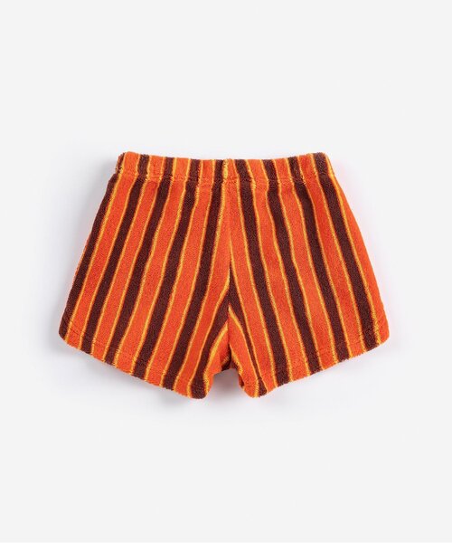 BOBO CHOSES(ボボショーズ)の「Striped Brick terry 半パンツ【ベビー】(その他ベビーウェア・キッズ・オレンジ・95/80)」の2枚目の写真