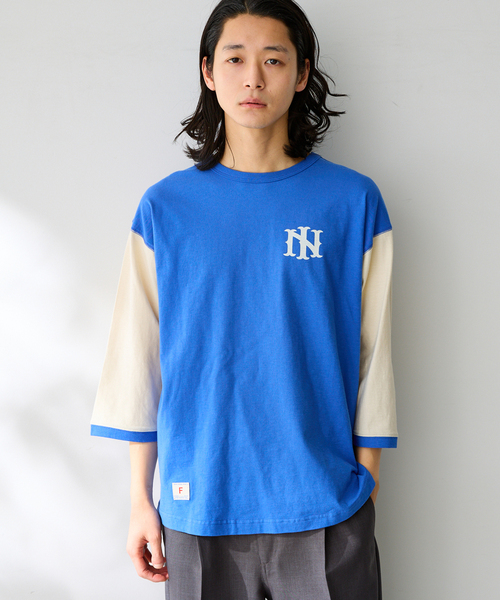 B.C STOCK(ベーセーストック)の「BASEBALL ロングスリーブTシャツ(Tシャツ/カットソー・メンズ・レッド/ネイビー/ブルー系その他/チャコールグレー・FREE)」の3枚目の写真