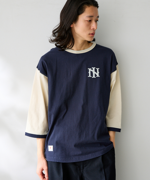 B.C STOCK(ベーセーストック)の「BASEBALL ロングスリーブTシャツ(Tシャツ/カットソー・メンズ・レッド/ネイビー/ブルー系その他/チャコールグレー・FREE)」の2枚目の写真