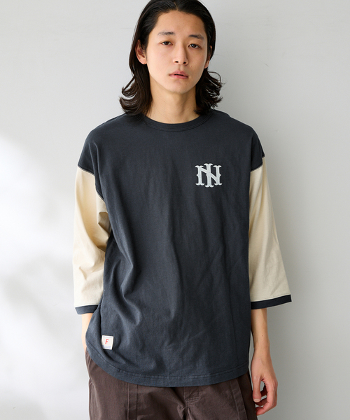 B.C STOCK(ベーセーストック)の「BASEBALL ロングスリーブTシャツ(Tシャツ/カットソー・メンズ・レッド/ネイビー/ブルー系その他/チャコールグレー・FREE)」の1枚目の写真