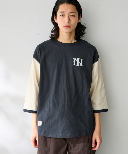 B.C STOCK(ベーセーストック)の「BASEBALL ロングスリーブTシャツ(Tシャツ/カットソー・メンズ・レッド/ネイビー/ブルー系その他/チャコールグレー・FREE)」の6枚目の写真