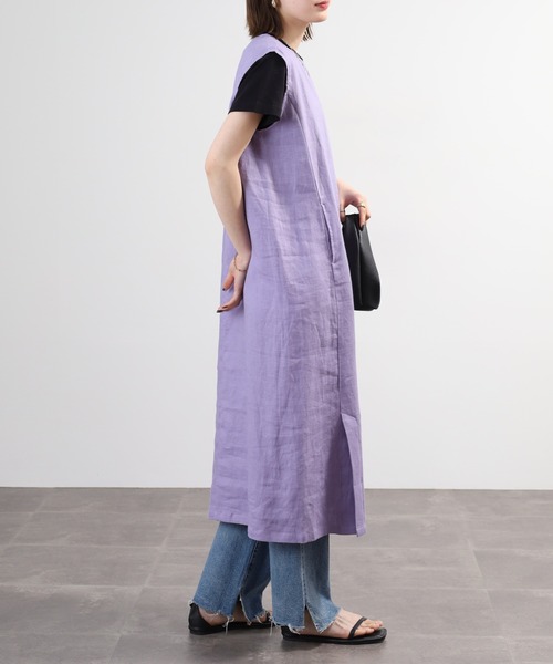 YARRA(ヤラ)の「YARRA 麻100% ノースリワンピース リトアニア産リネン使用(ワンピース・レディース・ブラック/パープル・FREE)」の15枚目の写真