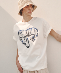 ヴィンテージハートTシャツ WHITE-BLUE