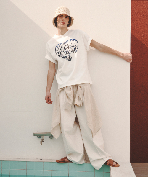 KNITTED（ニッティド）の「ヴィンテージハートTシャツ WHITE-BLUE（Tシャツ/カットソー・レディース・その他・MEDIUM/X-LARGE/LARGE）」の5枚目の写真