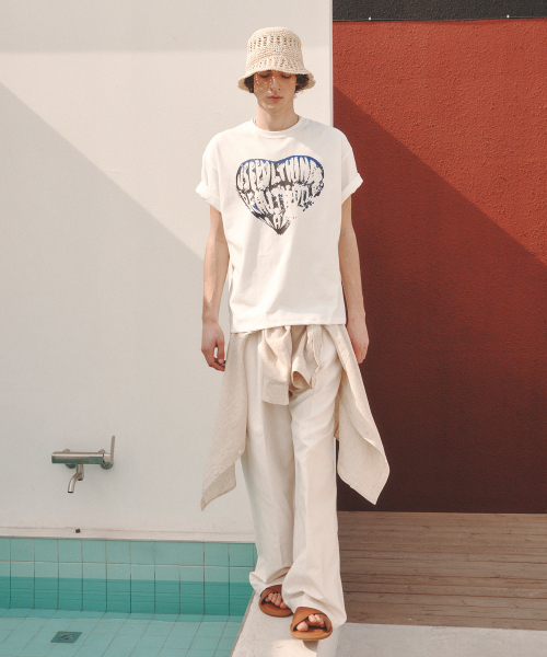 KNITTED（ニッティド）の「ヴィンテージハートTシャツ WHITE-BLUE（Tシャツ/カットソー・レディース・その他・MEDIUM/X-LARGE/LARGE）」の6枚目の写真