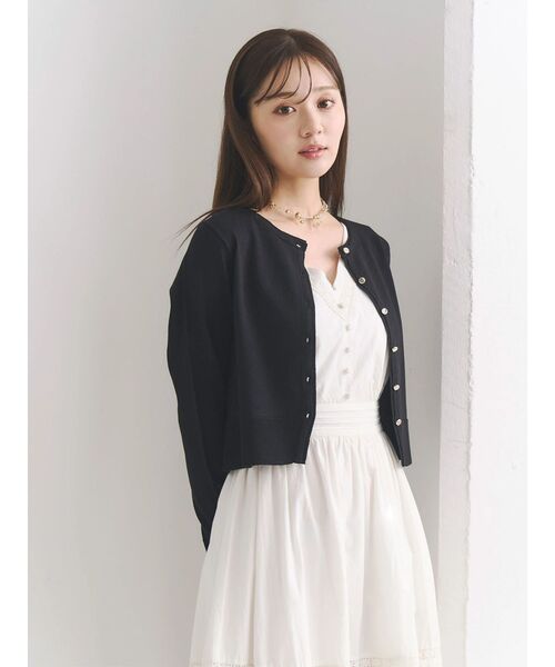 MERCURYDUO(マーキュリーデュオ)の「【UVカット加工】クルーネックカーディガン(カーディガン/ボレロ・レディース・ブラック/ライトグレー/オフホワイト・FREE)」の3枚目の写真