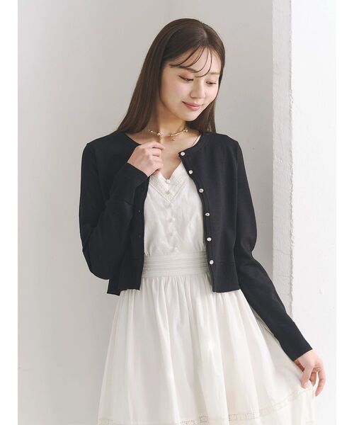 MERCURYDUO(マーキュリーデュオ)の「【UVカット加工】クルーネックカーディガン(カーディガン/ボレロ・レディース・ブラック/ライトグレー/オフホワイト・FREE)」の4枚目の写真