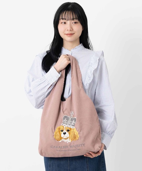 Jubilee(ジュビリー)の「Jubilee 英国ロイヤル犬猫 刺繍 コーデュロイトートバッグ 限定デザイン(トートバッグ・レディース・クリーム/ライトベージュ/スモークピンク/モカ/ロイヤルブルー・FREE)」の5枚目の写真