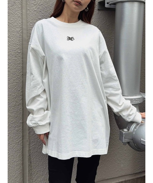 EGOIST（エゴイスト）の「フロント刺繍ユニセックスロンT（Tシャツ/カットソー・レディース・ホワイト/ブラック・FREE）」の5枚目の写真