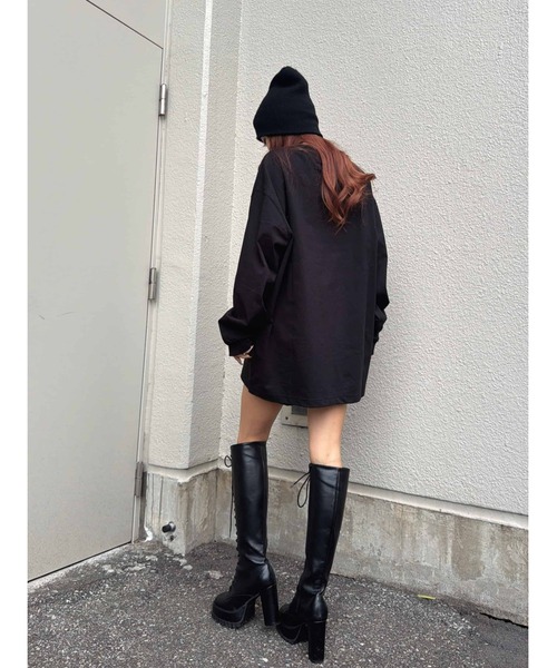 EGOIST（エゴイスト）の「フロント刺繍ユニセックスロンT（Tシャツ/カットソー・レディース・ホワイト/ブラック・FREE）」の16枚目の写真