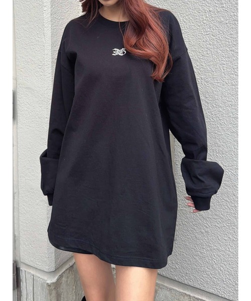 EGOIST（エゴイスト）の「フロント刺繍ユニセックスロンT（Tシャツ/カットソー・レディース・ホワイト/ブラック・FREE）」の7枚目の写真