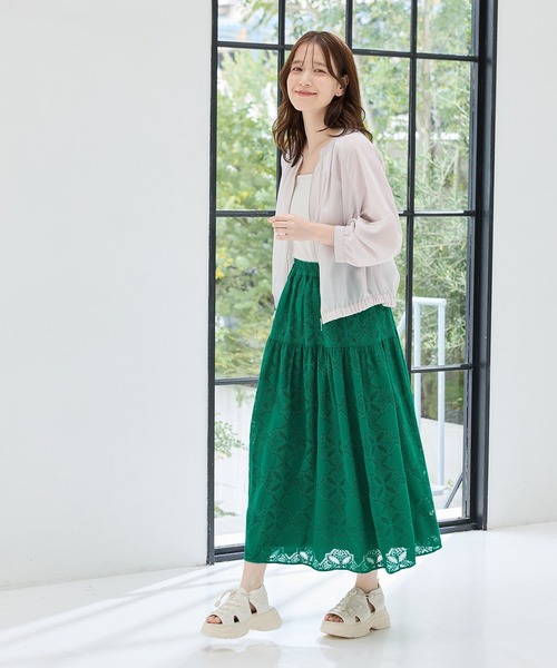 Honeys(ハニーズ)の「レースティアードスカート(スカート・レディース・アイボリー/ターコイズブルー系/ブラック/グリーン・L/LL/M/S)」の16枚目の写真