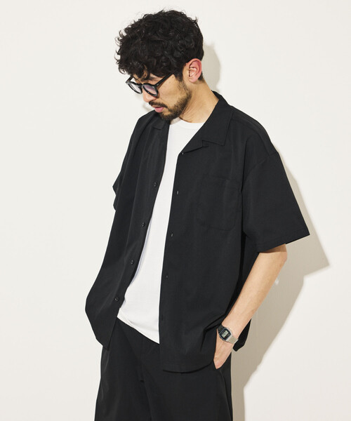 Firsthand（ファーストハンド）の「Firsthand/ファーストハンド ビッグシルエット ドライフロー ショートスリーブシャツ / セットアップ対応（シャツ/ブラウス・メンズ・ブラック/チャコールグレー・MEDIUM/LARGE）」の3枚目の写真