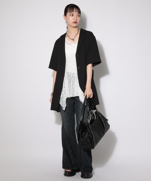 PAGEBOY（ページボーイ）の「イレヘムレイヤードワンピースノースリーブ（チュニック・レディース・オフホワイト/ブラック・FREE）」の3枚目の写真