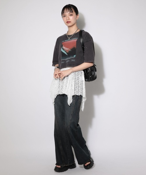 PAGEBOY（ページボーイ）の「イレヘムレイヤードワンピースノースリーブ（チュニック・レディース・オフホワイト/ブラック・FREE）」の6枚目の写真