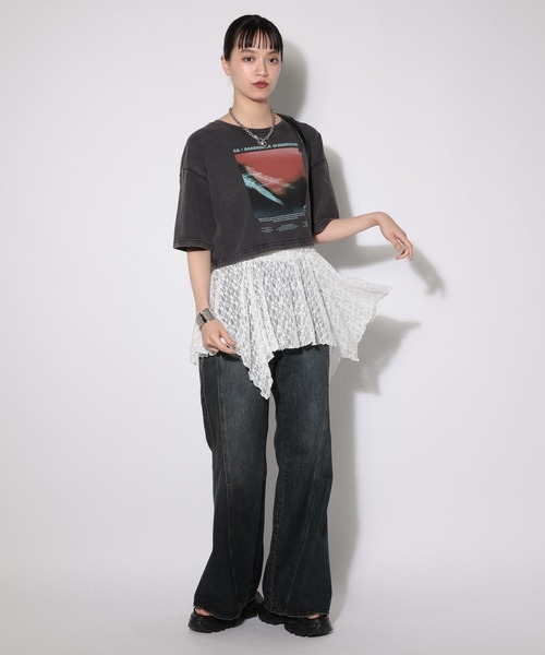 PAGEBOY（ページボーイ）の「イレヘムレイヤードワンピースノースリーブ（チュニック・レディース・オフホワイト/ブラック・FREE）」の7枚目の写真