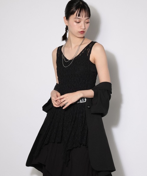 PAGEBOY（ページボーイ）の「イレヘムレイヤードワンピースノースリーブ（チュニック・レディース・オフホワイト/ブラック・FREE）」の18枚目の写真