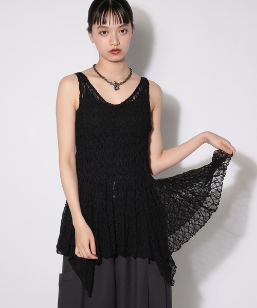 PAGEBOY（ページボーイ）の「イレヘムレイヤードワンピースノースリーブ（チュニック・レディース・オフホワイト/ブラック・FREE）」の19枚目の写真